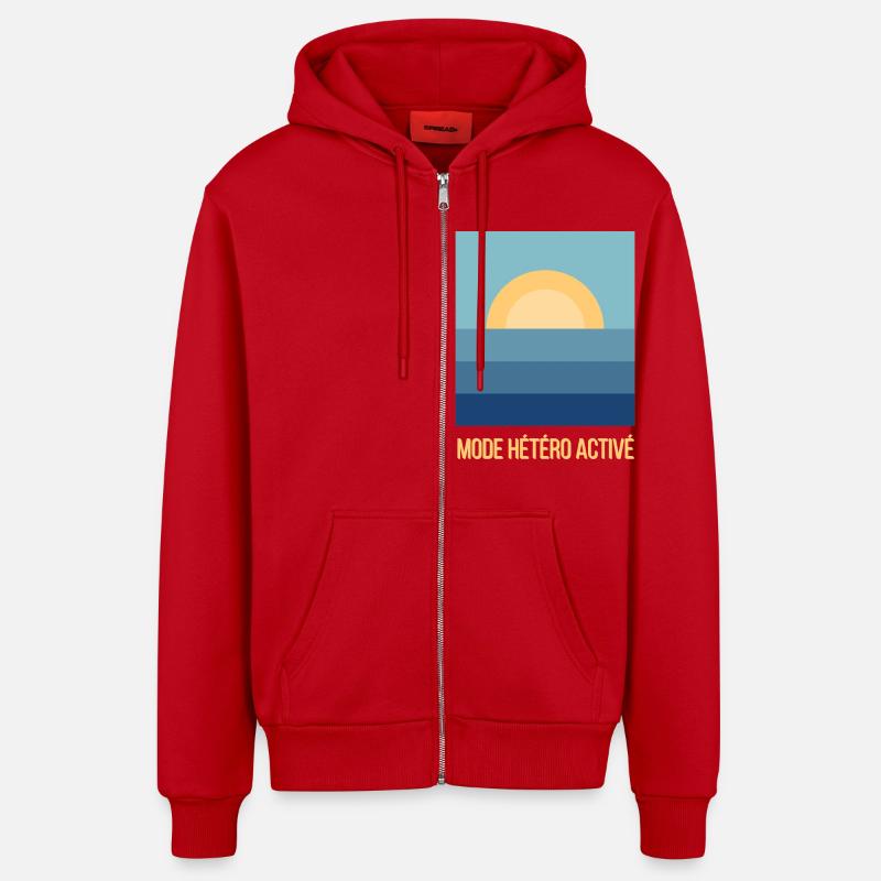 Mode Hétéro Activé Sunset - Veste à capuche bio décontractée fabriquée en UE - rouge