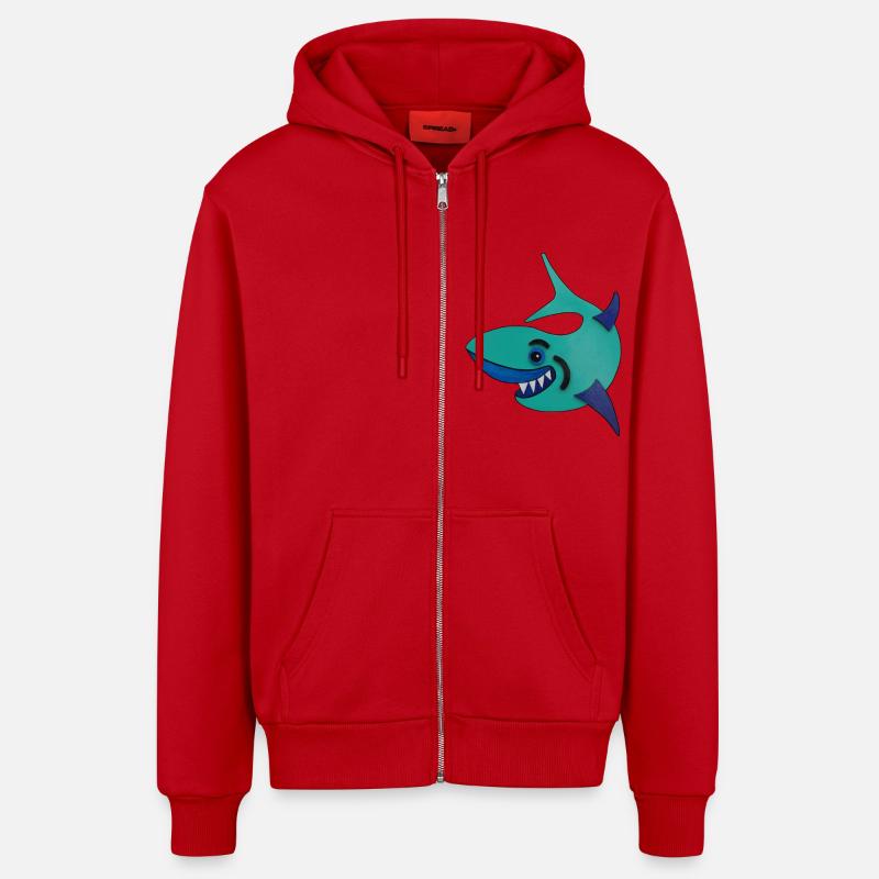 Requin - Veste à capuche bio décontractée fabriquée en UE - rouge