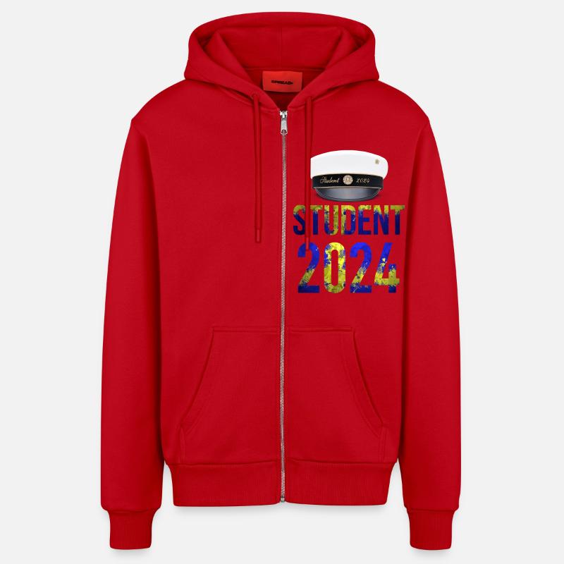 Abschlussfeier 2024 Abiturfeier - Organic Relaxed Kapuzenjacke Made in EU - Rot