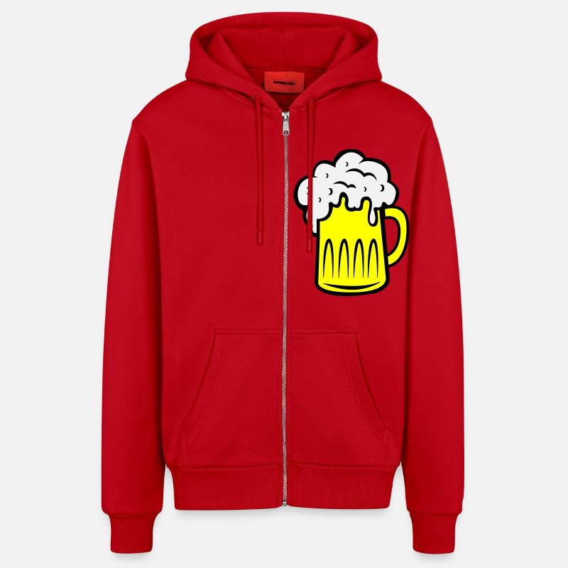 Bière 002 - Veste à capuche bio décontractée fabriquée en UE - rouge