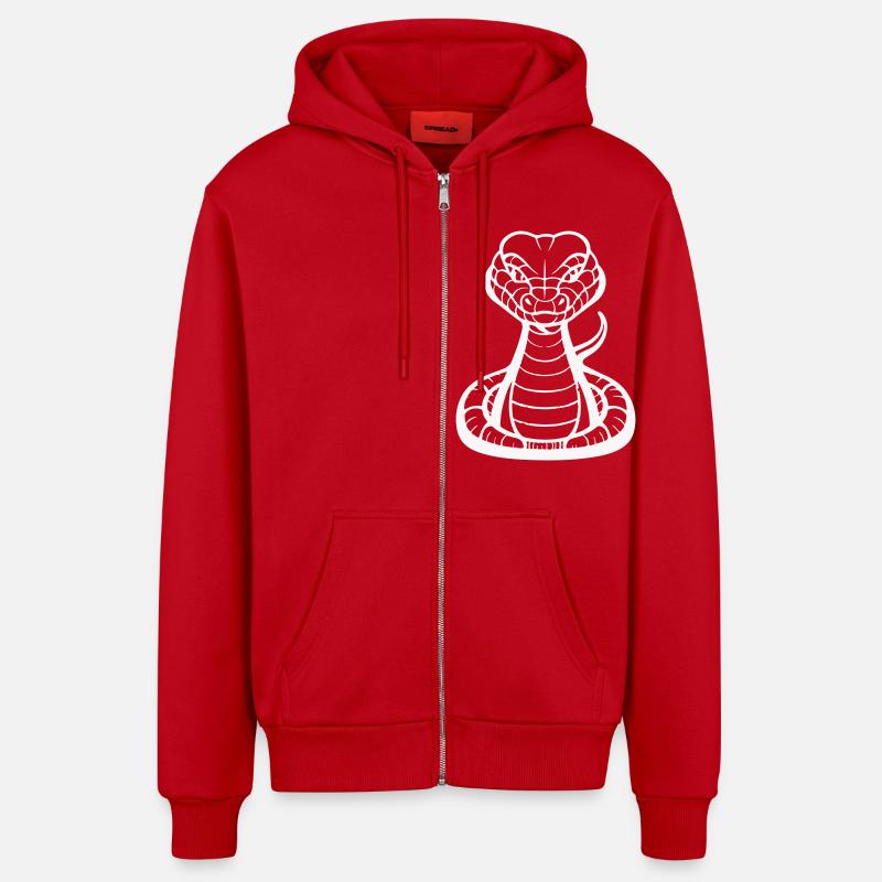 serpent - Veste à capuche bio décontractée fabriquée en UE - rouge