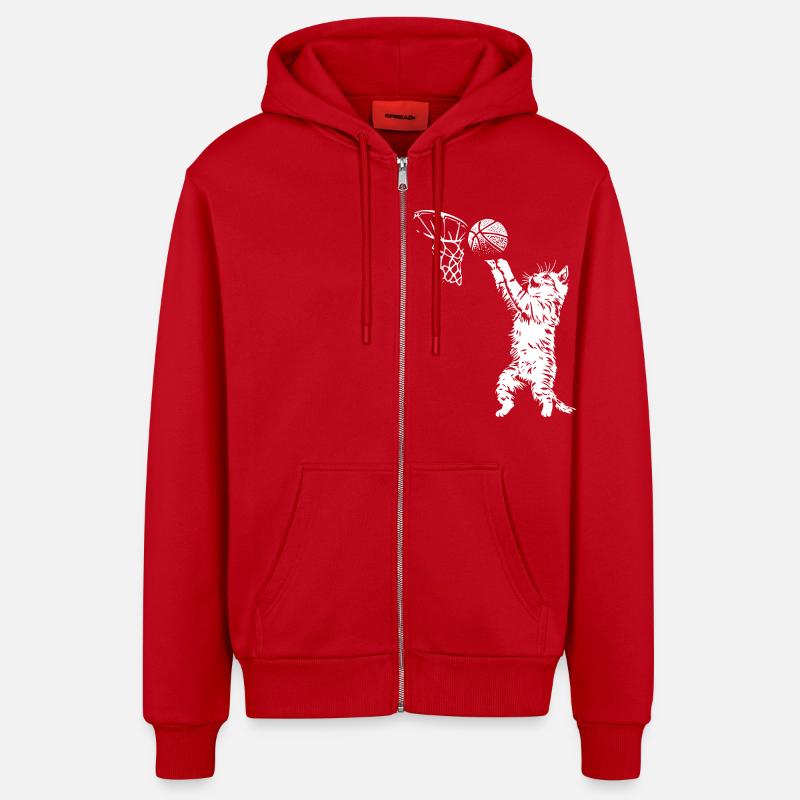 Dunk de basket-ball pour chat - Veste à capuche bio décontractée fabriquée en UE - rouge