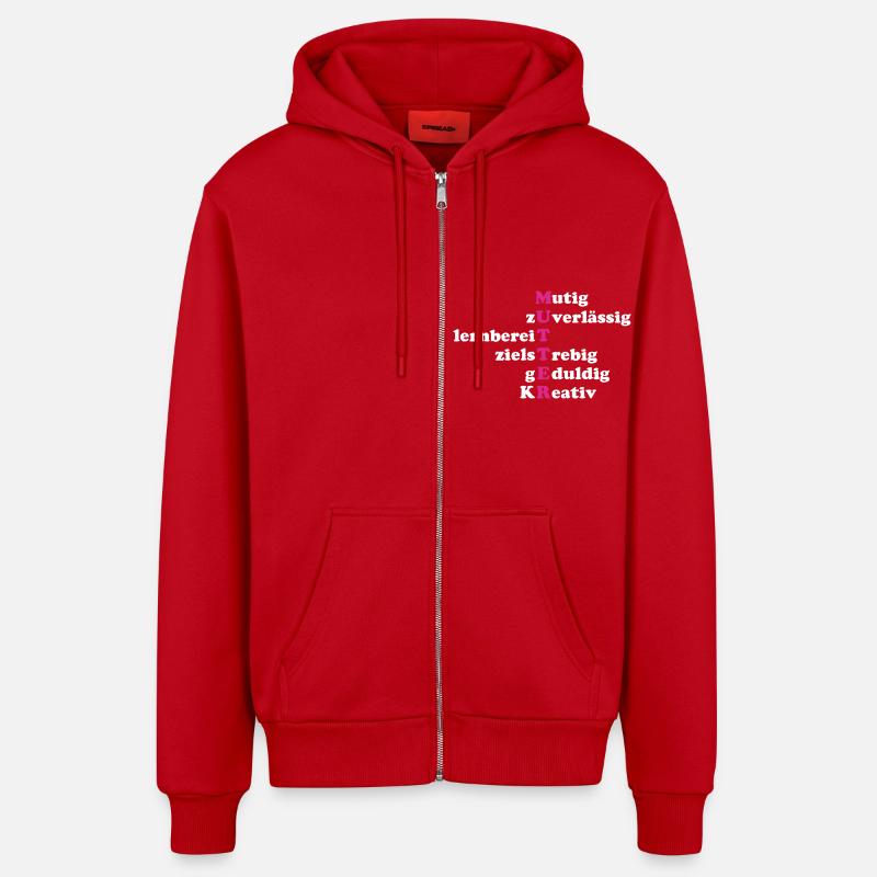 Mutter Eigenschaften - Organic Relaxed Kapuzenjacke Made in EU - Rot