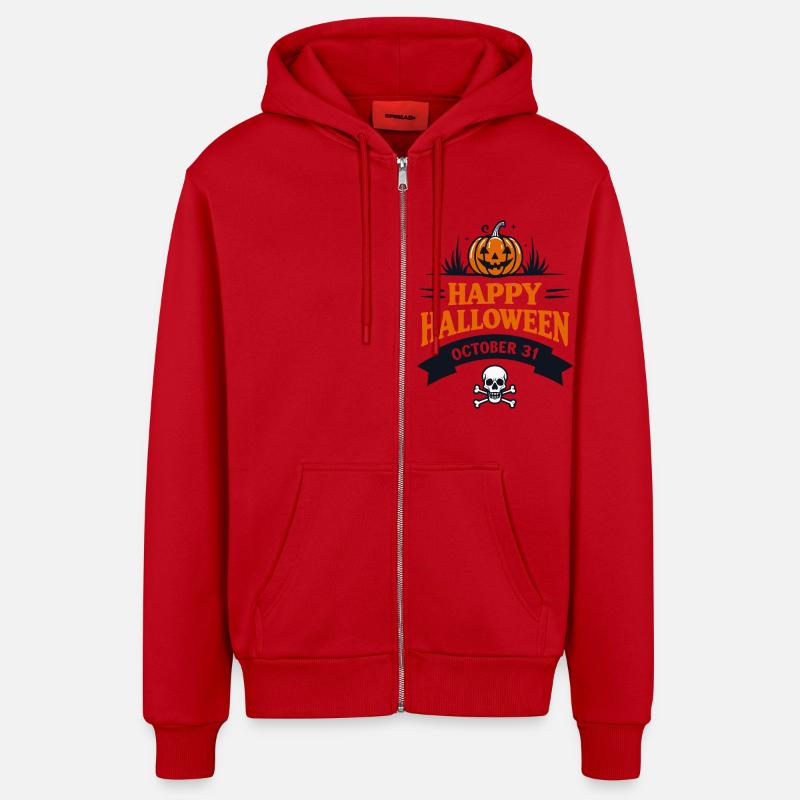 Joyeux Halloween 31 octobre - Veste à capuche bio décontractée fabriquée en UE - rouge