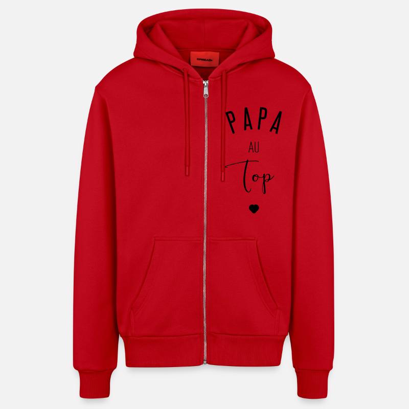 PAPA AU TOP - Veste à capuche bio décontractée fabriquée en UE - rouge
