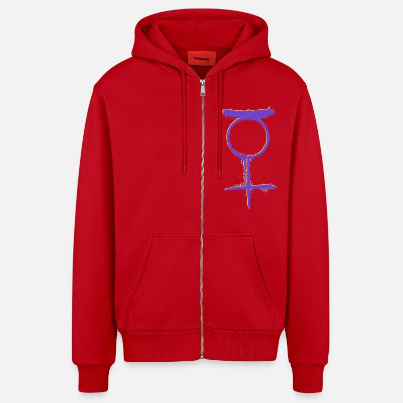 NON BINARY Status - Organic Relaxed Hooded Jacket Made in EU - red