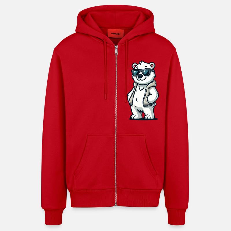 Eisbär Comic - Organic Relaxed Kapuzenjacke Made in EU - Rot