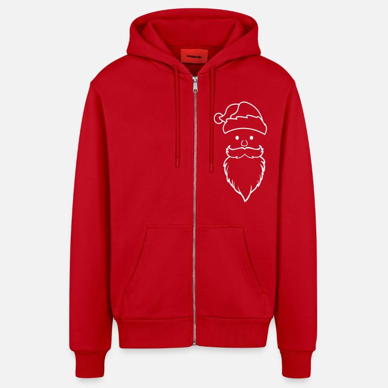 Visage du Père Noël - Veste à capuche bio décontractée fabriquée en UE - rouge