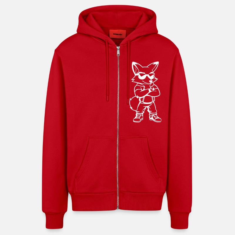 Fox Comic Lunettes de soleil - Veste à capuche bio décontractée fabriquée en UE - rouge