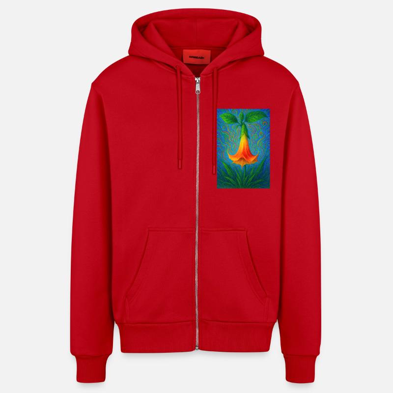 Trompette de l’ange - Veste à capuche bio décontractée fabriquée en UE - rouge