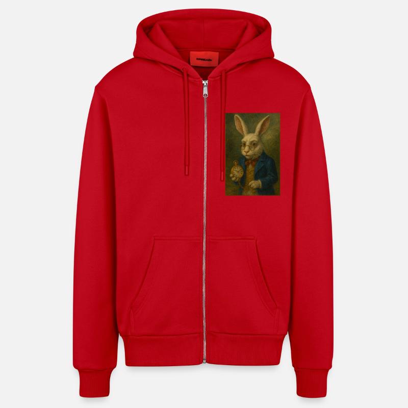 Lapin blanc - Veste à capuche bio décontractée fabriquée en UE - rouge