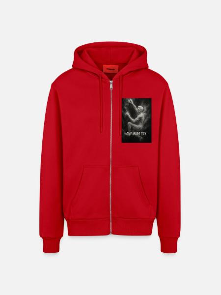 One more try. - Organic Relaxed Kapuzenjacke Made in EU - Rot