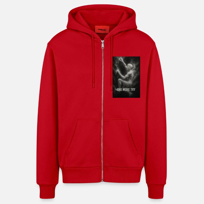 One more try. - Organic Relaxed Hooded Jacket Made in EU - red