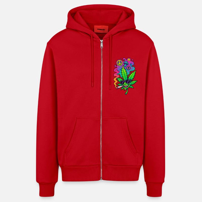 GreenGlow - Organic Relaxed Kapuzenjacke Made in EU - Rot