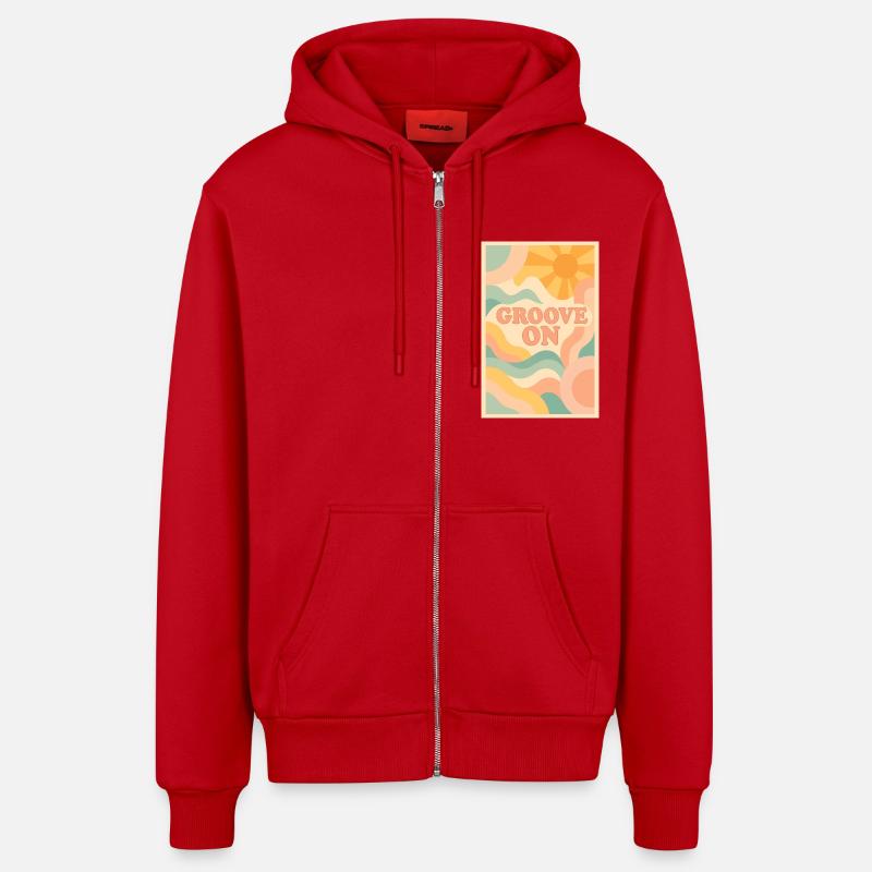 Groove on - Veste à capuche bio décontractée fabriquée en UE - rouge