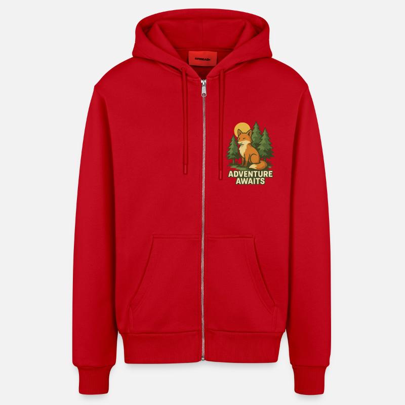 3 - Veste à capuche bio décontractée fabriquée en UE - rouge