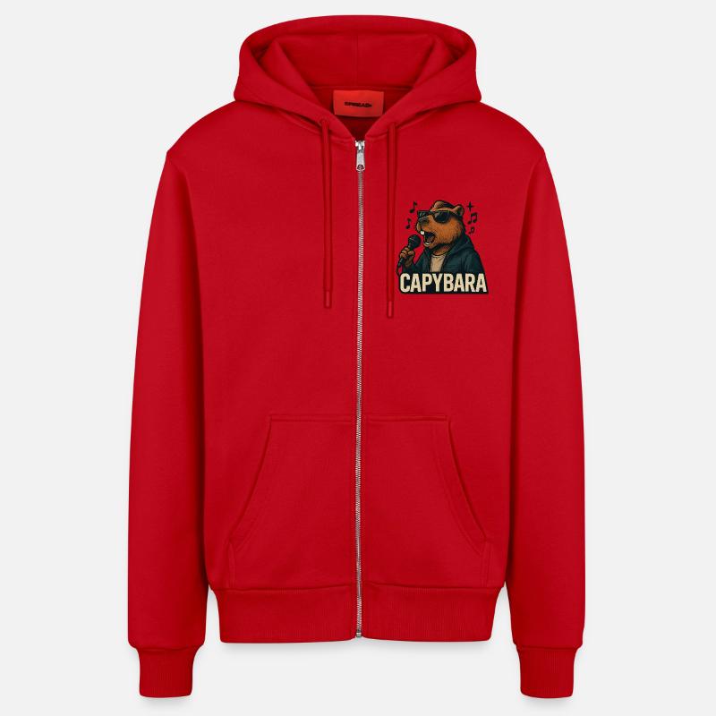 Capybara - Veste à capuche bio décontractée fabriquée en UE - rouge