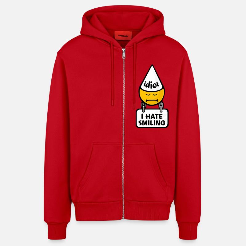 Smiley Shame Humiliation - Veste à capuche bio décontractée fabriquée en UE - rouge