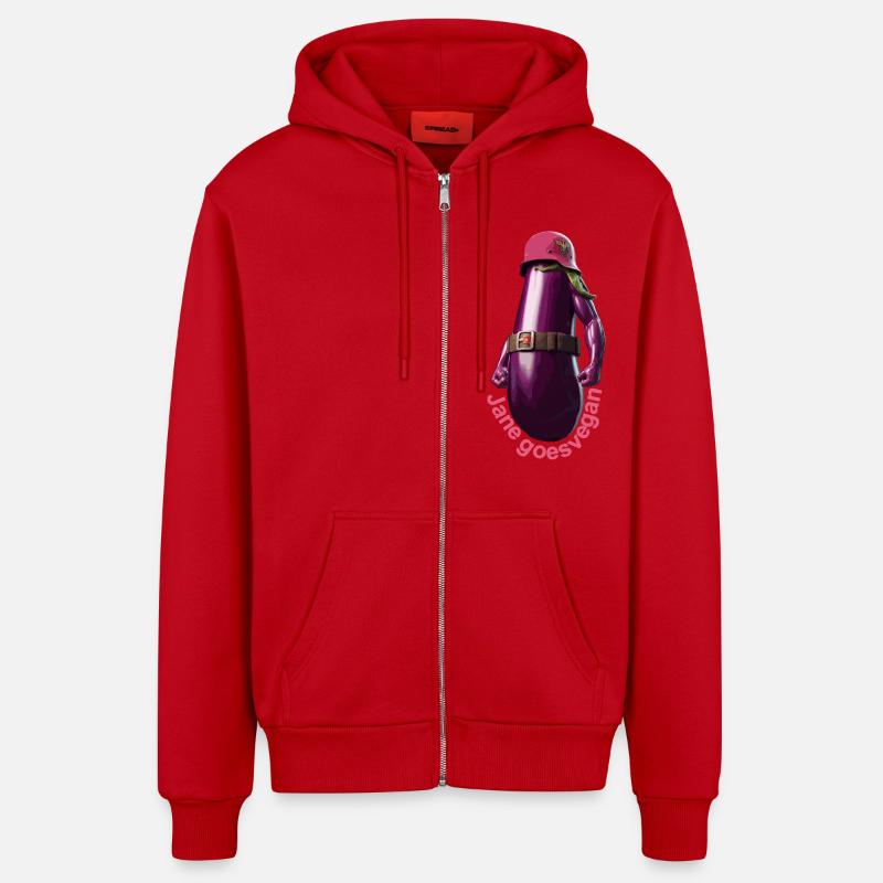 Jane wird Veganerin - Organic Relaxed Kapuzenjacke Made in EU - Rot