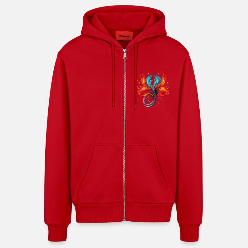 Tourbillons de couleurs - Veste à capuche bio décontractée fabriquée en UE - rouge