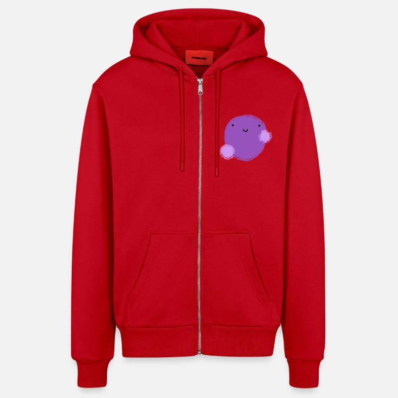 Figui (boule violette) - Veste à capuche bio décontractée fabriquée en UE - rouge