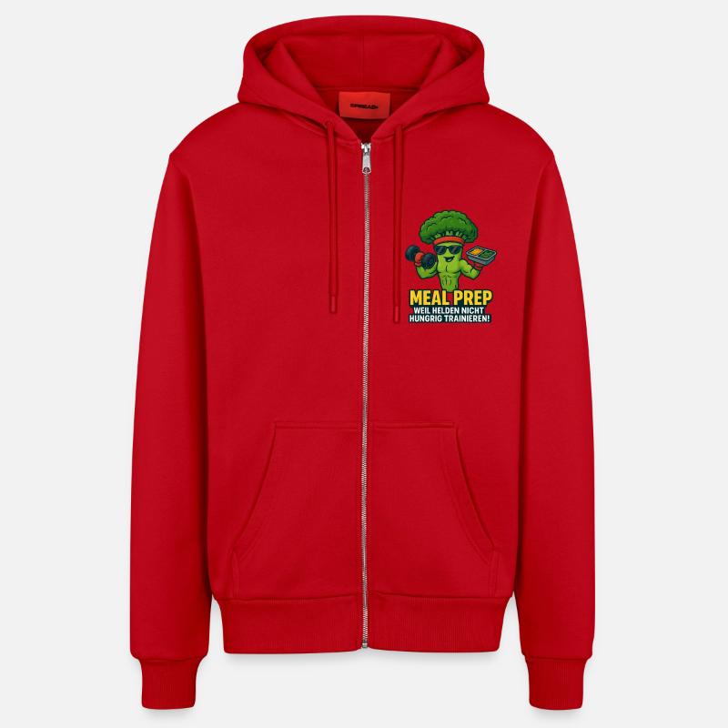 Préparation de repas Brocoli - Veste à capuche bio décontractée fabriquée en UE - rouge
