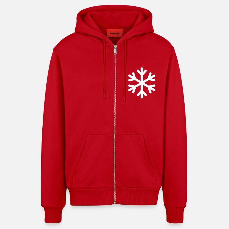flocon de neige - Veste à capuche bio décontractée fabriquée en UE - rouge