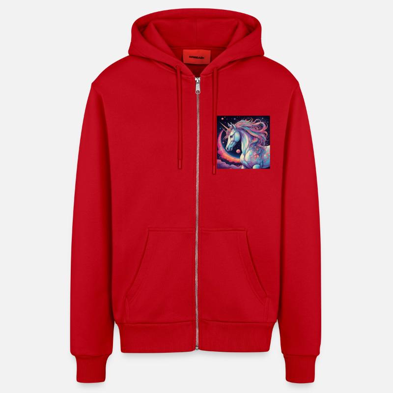 Licorne - Veste à capuche bio décontractée fabriquée en UE - rouge