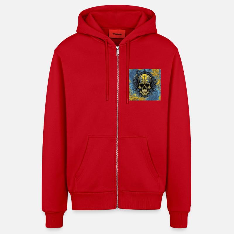 Crâne - Veste à capuche bio décontractée fabriquée en UE - rouge