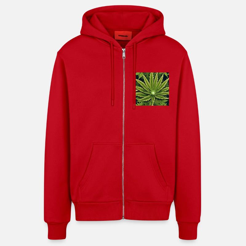 Cannabis 4 - Veste à capuche bio décontractée fabriquée en UE - rouge