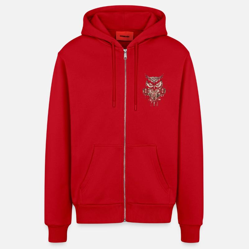 Eule - Organic Relaxed Kapuzenjacke Made in EU - Rot