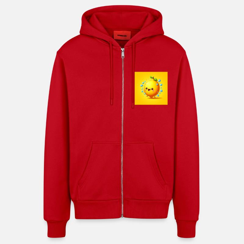 Joyeuse éclaboussure d’agrumes - Veste à capuche bio décontractée fabriquée en UE - rouge