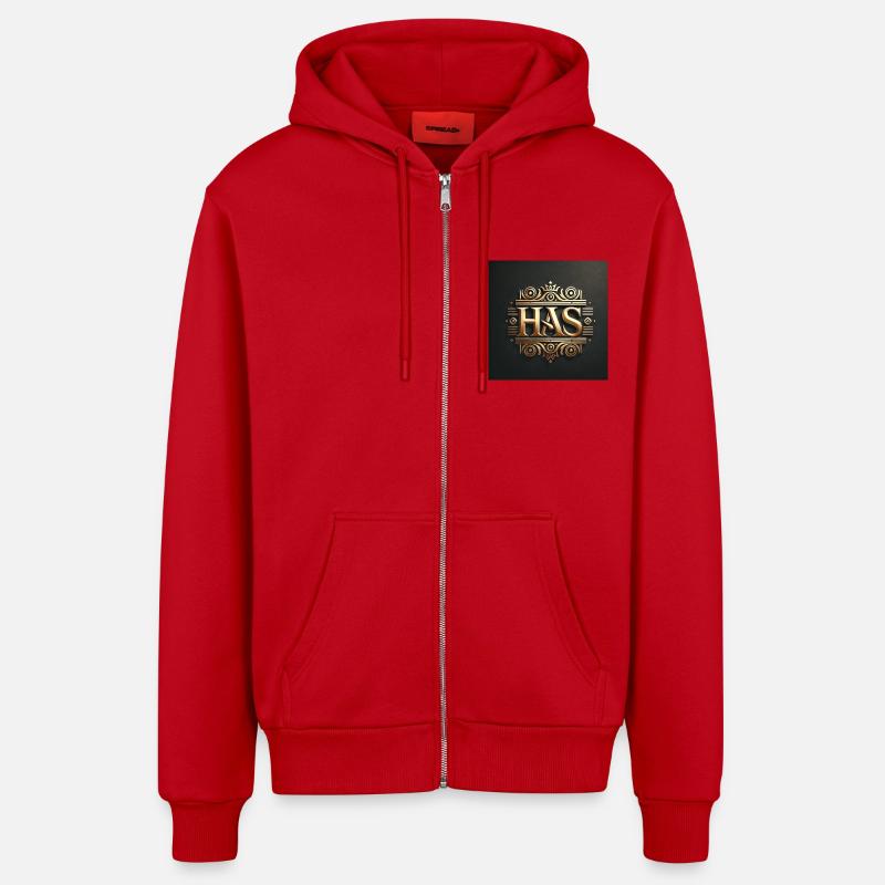 HAS - Veste à capuche bio décontractée fabriquée en UE - rouge