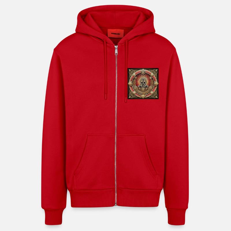 Master émotionnel 2 - Veste à capuche bio décontractée fabriquée en UE - rouge