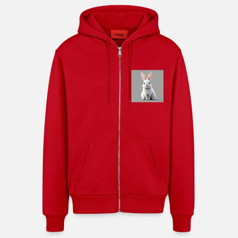 Lapin de Pâques blanc - Veste à capuche bio décontractée fabriquée en UE - rouge