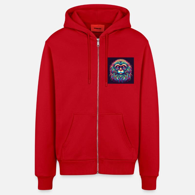 Singe - Veste à capuche bio décontractée fabriquée en UE - rouge