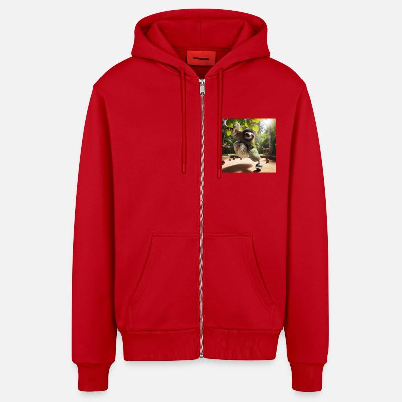 Pétanque Sloth Tramp - Veste à capuche bio décontractée fabriquée en UE - rouge