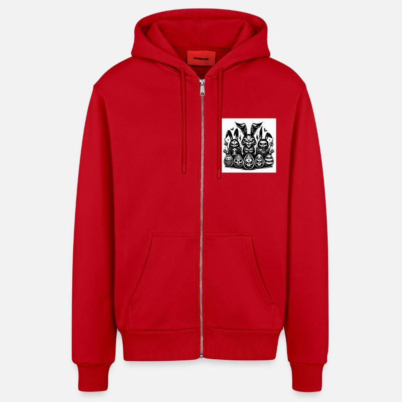 Pâques 5 - Veste à capuche bio décontractée fabriquée en UE - rouge