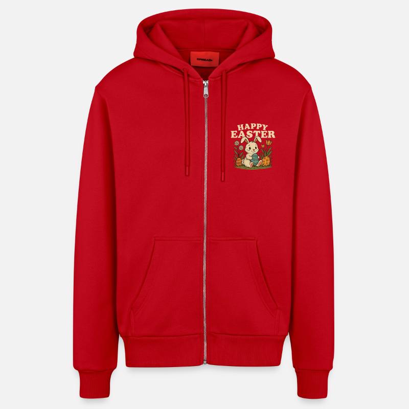Lapin de Pâques - Veste à capuche bio décontractée fabriquée en UE - rouge