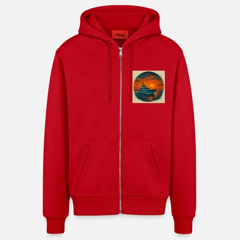 Oceanship - Organic Relaxed Kapuzenjacke Made in EU - Rot