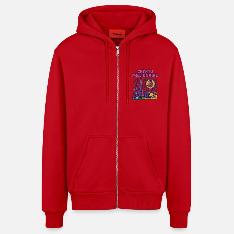 Dubaï crypto - Veste à capuche bio décontractée fabriquée en UE - rouge