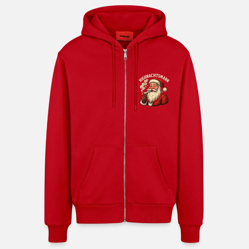 Highnachtsmann - Veste à capuche bio décontractée fabriquée en UE - rouge