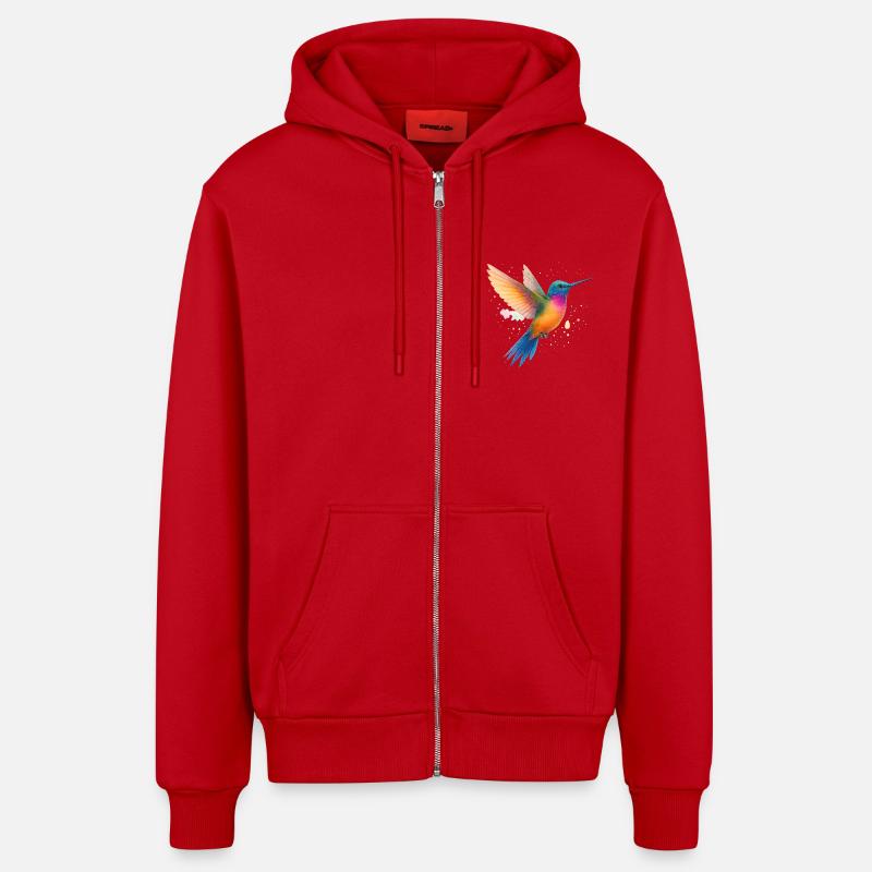 Colibri arc-en-ciel dansant - Veste à capuche bio décontractée fabriquée en UE - rouge