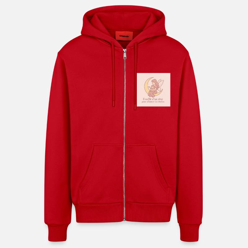L'amour d'une mère - Veste à capuche bio décontractée fabriquée en UE - rouge