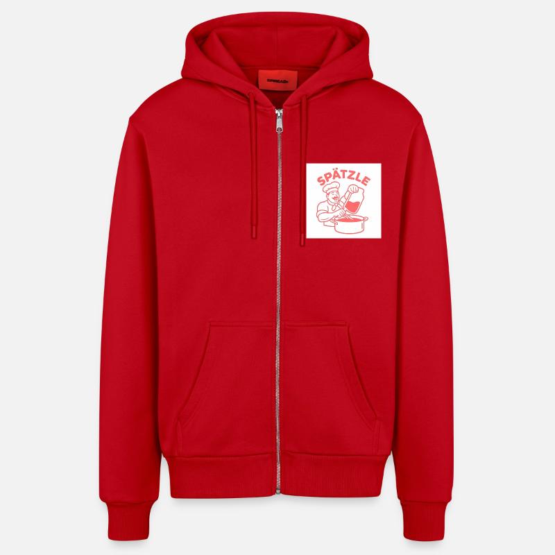 Spätzle - Veste à capuche bio décontractée fabriquée en UE - rouge