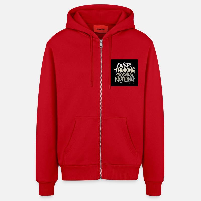 Overthinking solves nothing - Graffity Style - Organic Relaxed Kapuzenjacke Made in EU - Rot