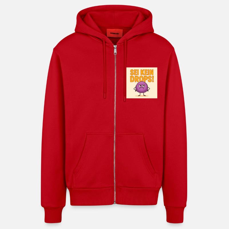 Sei kein grimmiger Drops - Organic Relaxed Kapuzenjacke Made in EU - Rot