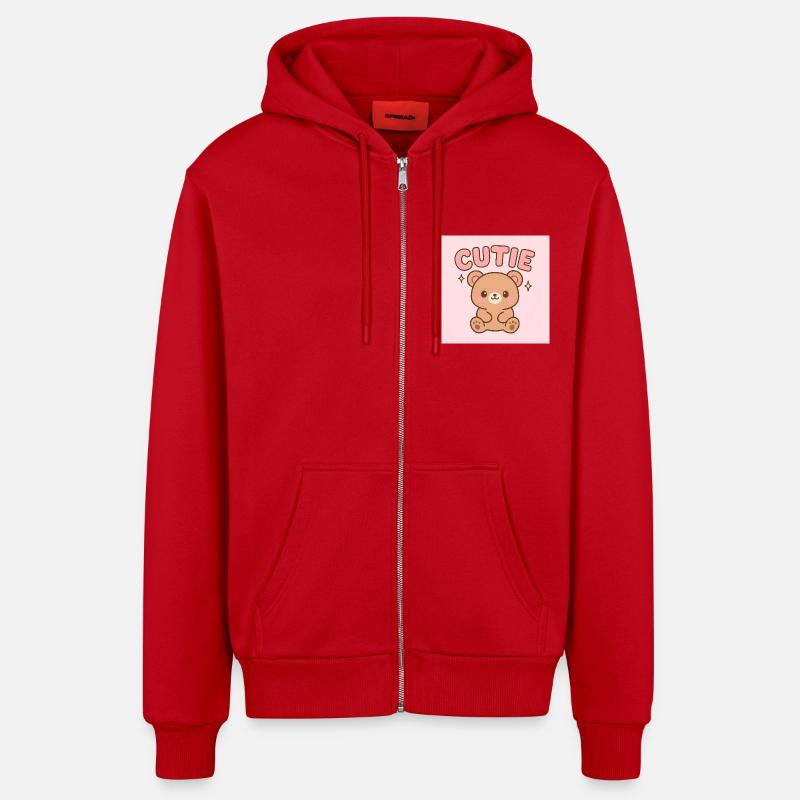 Ours mignon - Veste à capuche bio décontractée fabriquée en UE - rouge