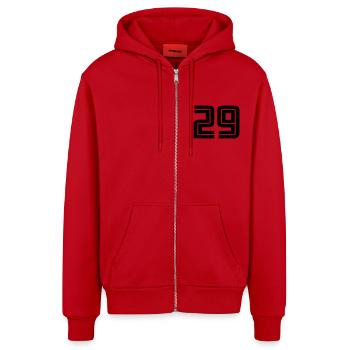 29 - Organic Relaxed Kapuzenjacke Made in EU - Rot - Vorne