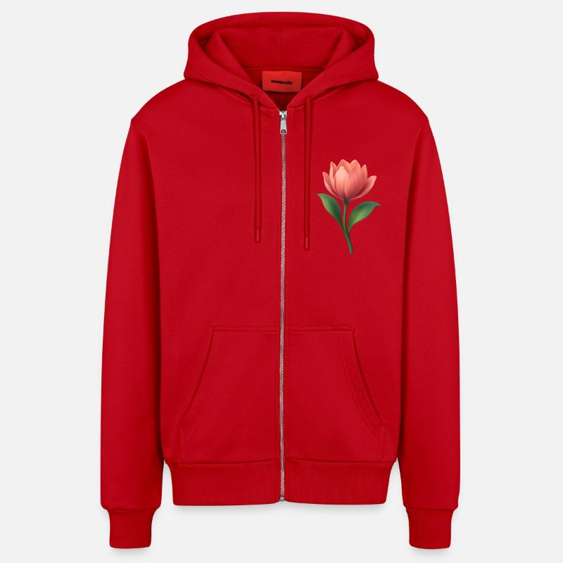 Belle fleur - Veste à capuche bio décontractée fabriquée en UE - rouge
